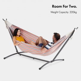 Hamac pentru 2 persoane VonHaus 2500198, din material textil, cadru din otel, greutate maxima 220kg