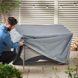 Husa de protectie pentru banca de exterior cu 2 locuri VonHaus 2522022, impermeabila, anti-vant, captuseala din PVC, gri