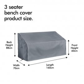 Husa de protectie pentru banca de exterior cu 3 locuri VonHaus 2522023, impermeabila, anti-vant, captuseala din PVC, gri