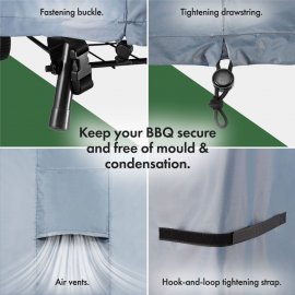 Husa de protectie pentru gratarul de gradina VonHaus 2500995, impermeabila, anti-vant, din material Oxford 420D, 111x120x60cm, gri ardezie