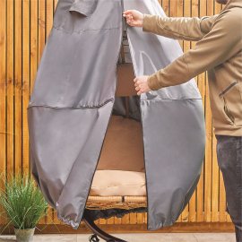Husa de protectie pentru scaunul suspendat in forma de ou VonHaus 2500866.1, tesatura 4200D Oxford, impermeabila, 171x191x360cm, gri