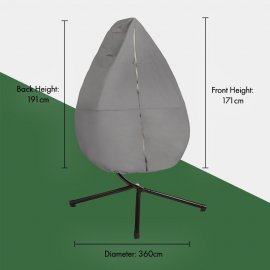 Husa de protectie pentru scaunul suspendat in forma de ou VonHaus 2500866.1, tesatura 4200D Oxford, impermeabila, 171x191x360cm, gri