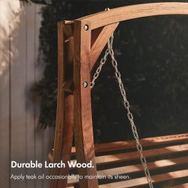 Leagan pentru exterior, cu 2 locuri, din lemn de larice VonHaus 2500340, capacitate maxima 220 kg, maro