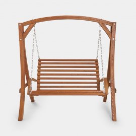 Leagan pentru exterior, cu 2 locuri, din lemn de larice VonHaus 2500340, capacitate maxima 220 kg, maro