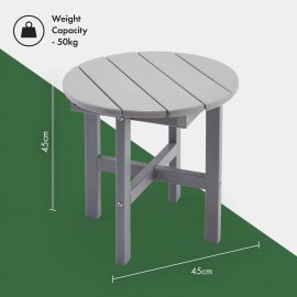Masa mica rotunda de gradina VonHaus 2500902, din polietilena, greutate maxima suportata 50 kg, culoare gri