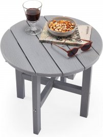 Masa mica rotunda de gradina VonHaus 2500902, din polietilena, greutate maxima suportata 50 kg, culoare gri