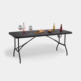 Masa pliabila, pentru exterior, cu aspect de ratan VonHaus 2500543, culoare granit