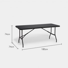 Masa pliabila, pentru exterior, cu aspect de ratan VonHaus 2500543, culoare granit