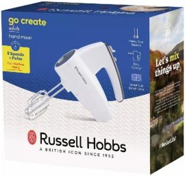 Mixer de mana Russell Hobbs 27520, Putere 250W, 5 trepte de viteza, Viteza Turbo, Alb