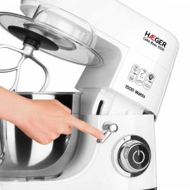 Robot Bucatarie tip Mixer Planetar Semiprofesional HAEGER Cake Boss, 1500W, Angrenaje Metal, Bol Inox 6 Litri, 6 Viteze + Boost, 3 Accesorii pt Framantat,Batut, Amestecat, BL-15B.012A 