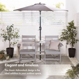 Mobilier de gradina cu 2 locuri si masa VonHaus 2500900, din polietilena, capacitate maxima 220 kg, culoare gri