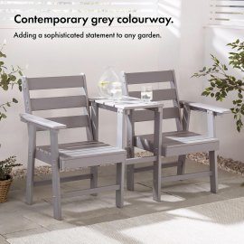 Mobilier de gradina cu 2 locuri si masa VonHaus 2500900, din polietilena, capacitate maxima 220 kg, culoare gri
