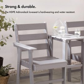 Mobilier de gradina cu 2 locuri si masa VonHaus 2500900, din polietilena, capacitate maxima 220 kg, culoare gri