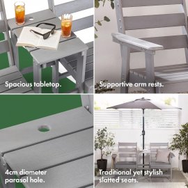 Mobilier de gradina cu 2 locuri si masa VonHaus 2500900, din polietilena, capacitate maxima 220 kg, culoare gri