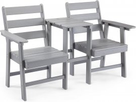 Mobilier de gradina cu 2 locuri si masa VonHaus 2500900, din polietilena, capacitate maxima 220 kg, culoare gri