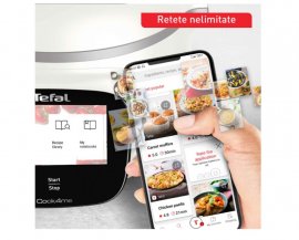 Multicooker inteligent cu gatire sub presiune Tefal Cook4me Touch Pro CY9441F2, 1600W, 6L, 13 programe, Wi-Fi, cantar integrat, ecran tactil LCD, 250 retete