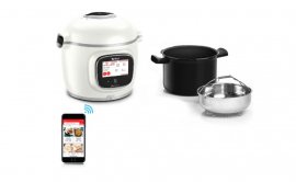 Multicooker inteligent cu gatire sub presiune Tefal Cook4me Touch Pro CY9441F2, 1600W, 6L, 13 programe, Wi-Fi, cantar integrat, ecran tactil LCD, 250 retete