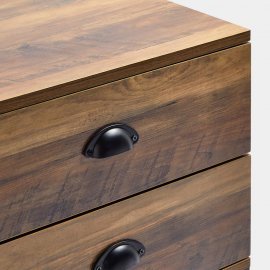 Noptiera cu 2 sertare VonHaus 3000383, din PAL cu finisaj de lemn maro, cadru metalic negru, 50x45x39cm, capacitate maxima 50kg