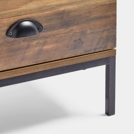 Noptiera cu 2 sertare VonHaus 3000383, din PAL cu finisaj de lemn maro, cadru metalic negru, 50x45x39cm, capacitate maxima 50kg