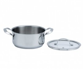 Oala din Inox cu Capac de Sticla HAEGER Easy Fit, 5 Litri, Diametru 24cm, Inaltime 11.5cm, Otel Inoxidabil de Inalta Calitate, Compatibila Gaz, Electric si Inductie, PA-24H.003A