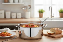 Oala din Inox cu Capac Sticla HAEGER INOX POT 28H, 7 Litri, Diametru 28cm, Inaltime 13,5cm, Capac din Sticla cu Orificiu de Aburi, Compatibila cu Toate Tipurile de Plita, PA-28H.011A