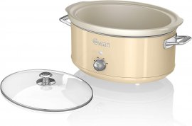 Oala electrica Slow cooker Swan SF17031CN, Retro, Capacitate 6.5 Litri, Vas ceramic, Putere 320W
