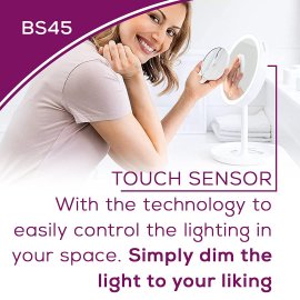 Oglinda cosmetica BEURER BS45, cu iluminare LED, putere de marire de 5 ori, senzor tactil oprire automata dupa 15 min, baterii 1.5 V AA