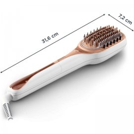 Perie de par reparatoare cu abur Rowenta Hair Therapist™ CF9920F0, 165 W, tehnologie Thermal Care, invelis Keratin, oprire automata, afisaj LED, alb