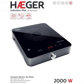 Plita cu Inductie cu 1 Arzator HAEGER Induction Plus 2000W, Diametru 19 cm, Neicorporabila, Utilizare Pe Blat, 10 Trepte Temperatura, Siguranta Termica, Display LED, Sticla, HP-IND.002A  
