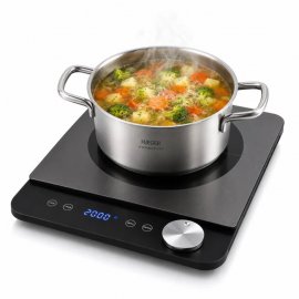 Plita cu Inductie HAEGER SUPER SLIM 2000W, 1 Arzator / Ochi de 21 cm, Neicorporabila / Pe Blat, 10 Setari, Extrem de Subtire, 2.7cm Grosime, Display LED, Sticla, HP-IND.017A