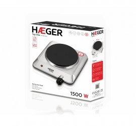 Plita Electrica cu 1 Ochi HAEGER DISC Inox 1500W, Diametru Arzator 18cm, Neicorporabila, Utilizare Pe Blat, Termostat 5 Trepte, Siguranta Termica , HP-01S.014A