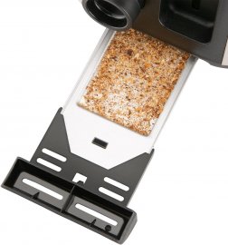 Prajitor de paine din otel inoxidabil, Russell Hobbs N27390, 2 felii, putere 900W, tava de firimituri detasabila, 7 nivele de prajire