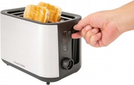 Prajitor de paine din otel inoxidabil, Russell Hobbs N27390, 2 felii, putere 900W, tava de firimituri detasabila, 7 nivele de prajire