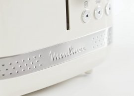 Prajitor de paine Moulinex LT300A30, 2 felii, putere 850W, 7 nivele de prajire, tava de firimituri detasabila, culoare Alb, Design Soleil
