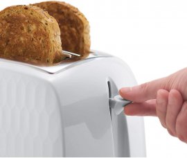 Prajitor de paine Russell Hobbs 26060, 2 Felii, Putere 850 W, Functie dezghetare, Culoare Alb, Indicator Luminos