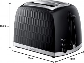 Prajitor de paine Russell Hobbs 26061, 2 Felii, Putere 850 W, Functie dezghetare, Culoare Negru, Indicator Luminos
