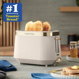 Prajitor de paine Russell Hobbs 26761, 2 Felii, Putere 980 W, Functie dezghetare, Design piatra, Indicator Luminos
