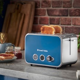 Prajitor de paine Russell Hobbs Distinctions Ocean Blue 26431, 1600 W, Fante late, 6 setari, 3 functii, Albastru/Inox