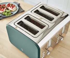 Prajitor de paine Swan Nordic Toaster ST14620GREN, Soft Touch, 4 Felii, Putere 1500 W, Functie dezghetare