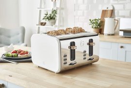 Prajitor de paine Swan Nordic Toaster ST14620WHTN, Soft Touch, 4 Felii, Putere 1500 W, Functie dezghetare