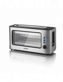 Prajitor Paine cu Fereastra Sticla HAEGER Window, Material Inox, 1000W, 6 Setari Temperatura, Functie Dezghetare, Reincalzire, Anulare, Design si Calitate Premium, TO-100.014A
