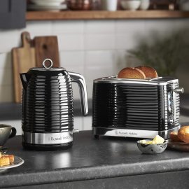 Prajitor paine Russell Hobbs Inspire 24371, 6 niveluri de rumenire, 1050W, negru texturat lucios