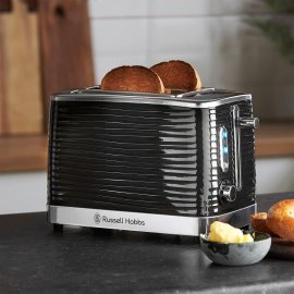 Prajitor paine Russell Hobbs Inspire 24371, 6 niveluri de rumenire, 1050W, negru texturat lucios