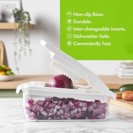 Razatoare Multifunctionala pentru Legume VonShef 1500128, Lame din Otel Inoxidabil, Functii Maruntire Feliere si Spiralizare,  Fara BPA sau PFOA