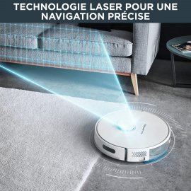 Robot de aspirare Rowenta X-Plorer S75S Animal & Allergy RR8567WH, curatare 4 in 1, Sistem Smart Aqua Power, Recipient praf 0.3L, Recipient apa 0.3L, 3 senzori de cadere, Autonomie 120 min