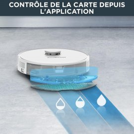 Robot de aspirare Rowenta X-Plorer S75S Animal & Allergy RR8567WH, curatare 4 in 1, Sistem Smart Aqua Power, Recipient praf 0.3L, Recipient apa 0.3L, 3 senzori de cadere, Autonomie 120 min