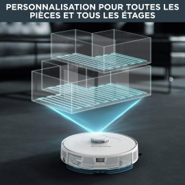 Robot de aspirare Rowenta X-Plorer S75S Animal & Allergy RR8567WH, curatare 4 in 1, Sistem Smart Aqua Power, Recipient praf 0.3L, Recipient apa 0.3L, 3 senzori de cadere, Autonomie 120 min