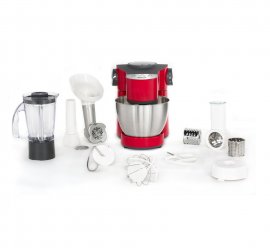 Robot de Bucatarie Tefal Wizzo QB317538, 1000 W, set pt patiserie, bol inox 4 L, functie Pulse, blender inox 1.5 L, masina de tocat carne, feliator