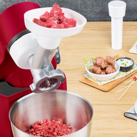 Robot de Bucatarie Tefal Wizzo QB317538, 1000 W, set pt patiserie, bol inox 4 L, functie Pulse, blender inox 1.5 L, masina de tocat carne, feliator