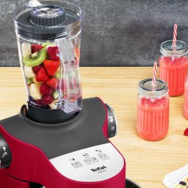 Robot de Bucatarie Tefal Wizzo QB317538, 1000 W, set pt patiserie, bol inox 4 L, functie Pulse, blender inox 1.5 L, masina de tocat carne, feliator